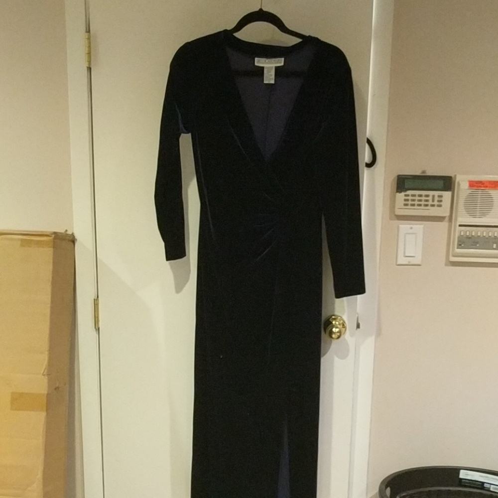 Vintage Long blue velour dress